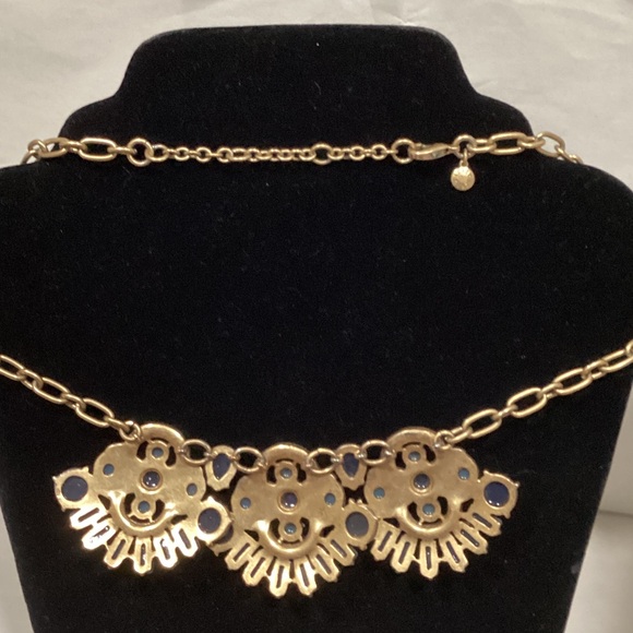 J. Crew Gold and Navy Floral Necklace - Picture 2 of 3